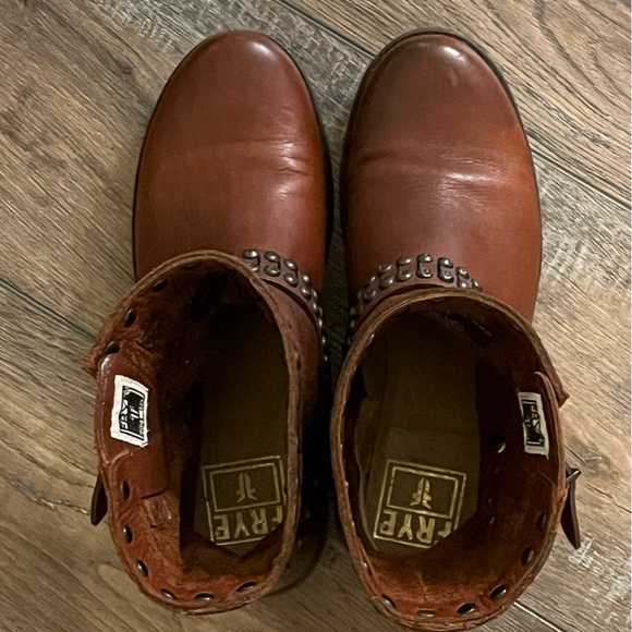 Frye Veronica cognac leather moto boots. - Picture 10 of 13